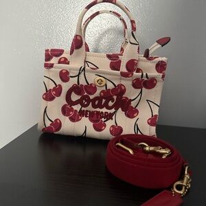 Coach Cherry Print Mini Bag in Red and Cream Size 20